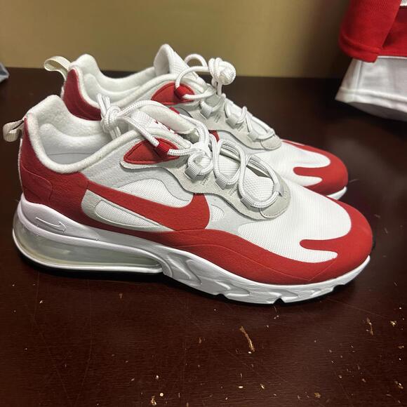 Nike Air Max 270 React White/University Red Athletic Shoes CW2625-100 men sz 10 - Picture 1 of 7